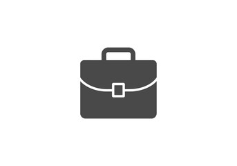 Simple Dark Gray Briefcase Icon with Handle and Lock Isolated.