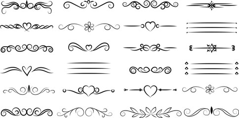 Various decorative text dividers set. Set of decorative divider elements 