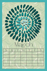 Vertical Perpetual Calendar Template with Exclusive Illustration - 11x16.5 inches Undated Monthly Layout
