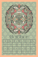 Vertical Perpetual Calendar Template with Exclusive Illustration - 11x16.5 inches Undated Monthly Layout