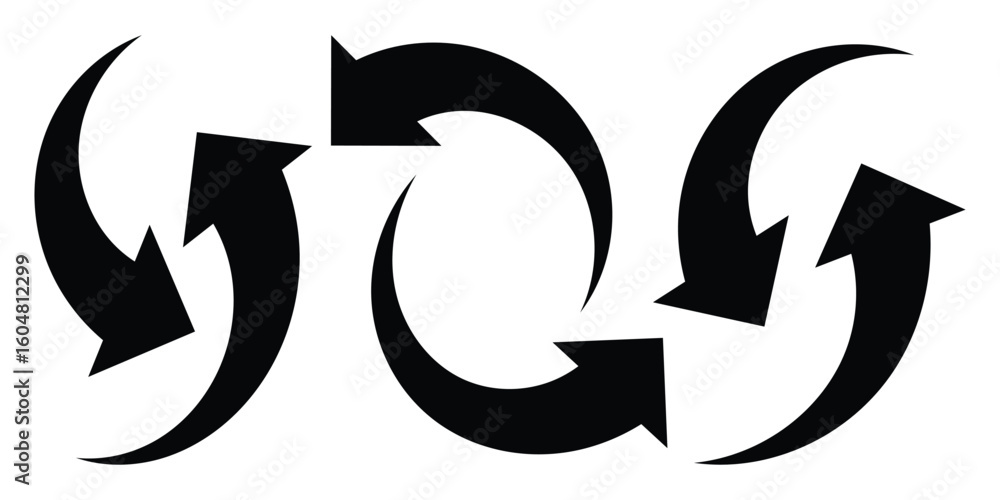 Poster curved arrow icons. curved directional arrow set. arrow symbol collection. pointer back. vector illu