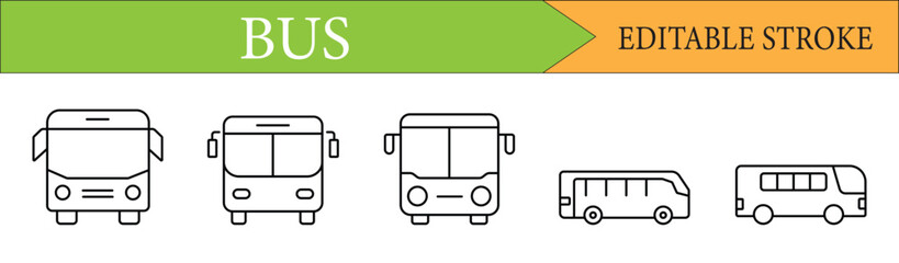 Bus and Public Transportation Line Icons Set