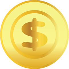 Golden Coin with Dollar Symbol for Financial Concepts and Representation