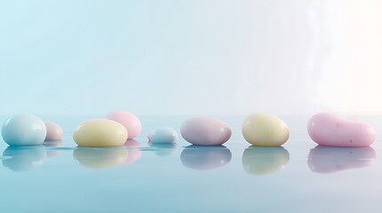 Colorful Easter eggs resembling an assortment of vibrant vitamin capsules in a basket
