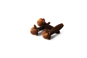 Dried clove spice on the white background