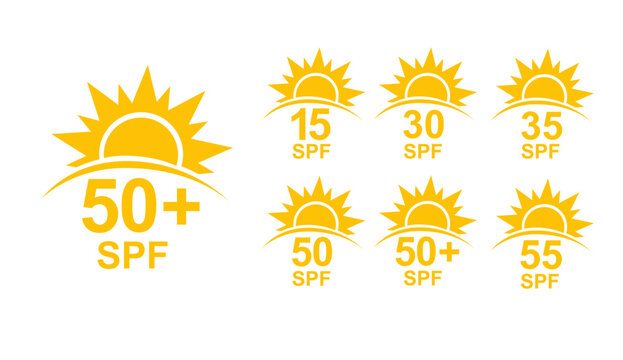 SPF 50 icon. Sun protection for skin. UVA UVB sunscreen protection. SPF icon for or skin cosmetics packaging. Vector