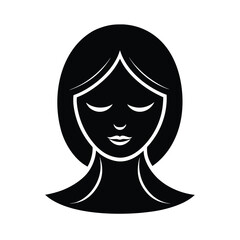 Silhouette a woman's face with closed eyes serene expression vector