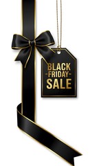 Black friday sale design template. Decorative black bow with price tag. illustration. With Generated AI