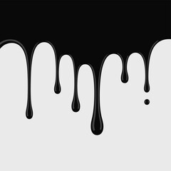 Black liquid dripping from a surface creating a textured effect