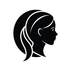 Silhouette a woman's profile with flowing hair female head