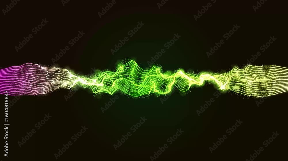 Poster abstract wavy lines infinite loop with particles dust. abstract multicolor wave line background