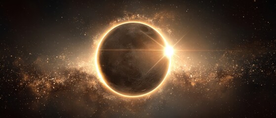 The Stunning Solar Eclipse with Radiant Light in a Cosmic Scene.