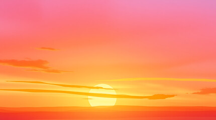 Vibrant sunset sky over the beautiful orange and red horizon, casting warm light across the sea