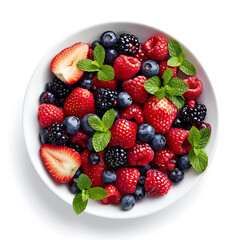 Fototapeta premium Fresh Mixed Berries with Mint Leaves in a Bowl