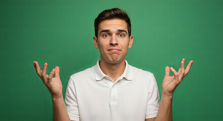 Confused young person studio shot