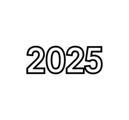 Bold 2025 new year graphic for modern designs and promotional materials, clean and simple design