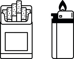 Cigarette pack and lighter icon