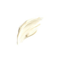 Close up of a creamy white cosmetic product smear isolated on transparent background