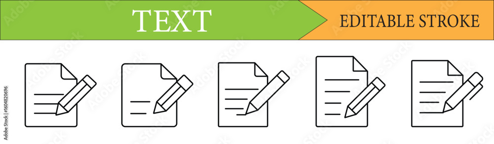 Fototapete Edit Text Document Line Icons Editable Stroke Set