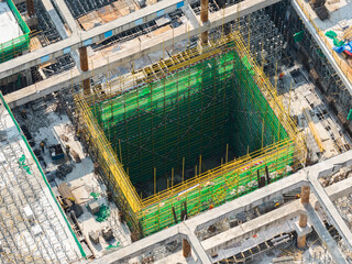 Aerial View of a Construction Site with Workers