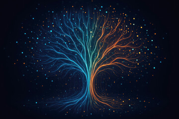 Glowing Neural Network Tree Of Light abstract background