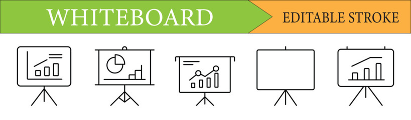 Whiteboard Presentation Chart and Graph Line Icons Editable Stroke