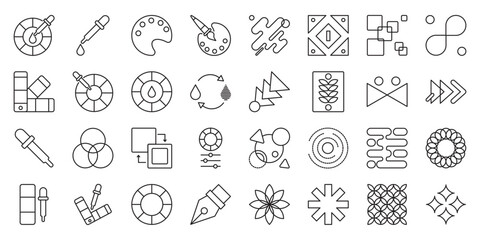 Colorful Abstract Symbol Collection set of web icons in line style. abstract symbols, colorful design, geometric shapes and vibrant abstract. Vector illustration