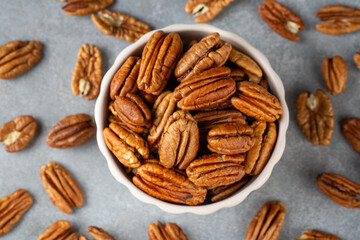 Tasty pecan nuts in bowl