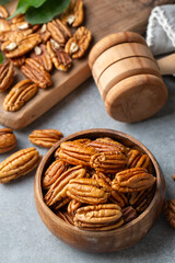 Tasty pecan nuts in bowl