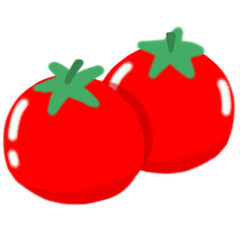Two cute red tomato isolated illustration, healthy vegetable drawing