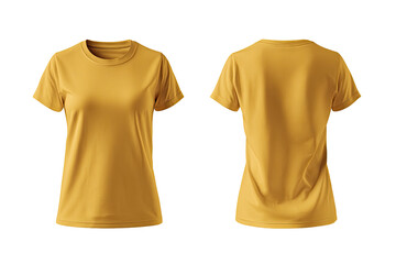 Mustard yellow women's short-sleeve t-shirt, front and back view