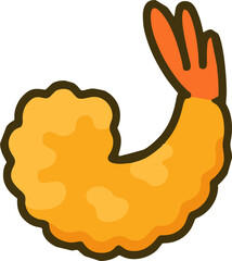 Crispy Fried Shrimp Icon in Cartoon Style – Vector Seafood Illustration