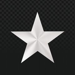 Realistic metallic silver star with a brushed radial texture, perfect for awards, ratings, quality emblems, and modern design elements.