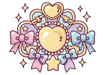 Fototapeta premium Cute decorative star with pastel colors and charming bows 