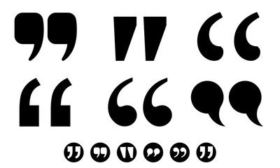 Quote marks icons. Flat and simple quotation icon signs in different styles.
