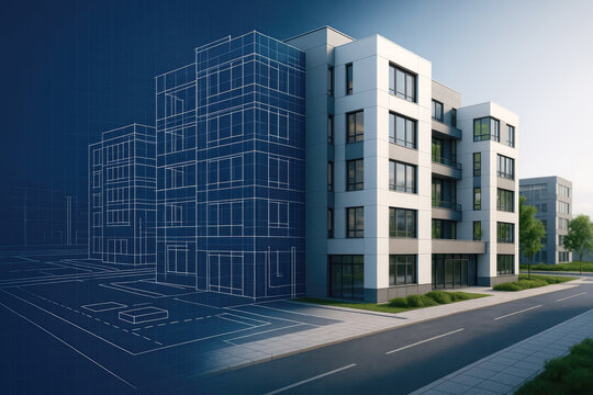 Modern building design blueprint and construction architectural blueprint modern architecture