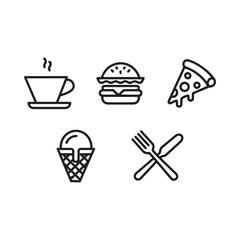 Simple Line Icons of Common Food Items