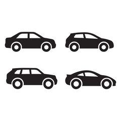 Fototapeta premium Silhouette Set of Various Car Models Vector Illustration Icon