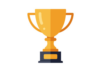 Golden Trophy Cup Vector – Flat Style Award Icon for Winner or Achievement