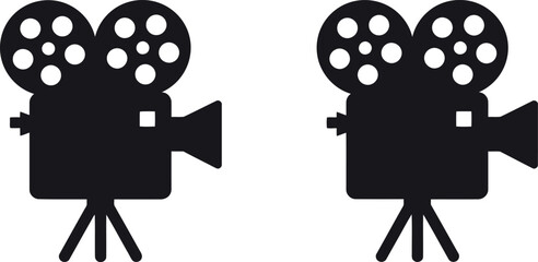 Obraz premium Vintage film camera icons retro cinema movie production
