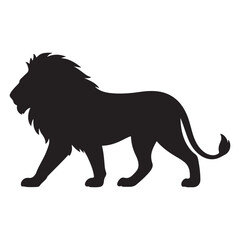 Obraz premium Majestic Lion Silhouette Vector Icon for Wildlife and Strength