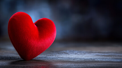 Fototapeta premium Glowing heart symbol on textured dark background with gentle light