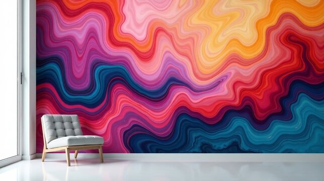 Vibrant Swirls of Color A Modern Abstract Wall Mural Design for Contemporary Living Spaces