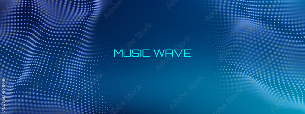 Poster 3d music bg wave background featuring sound data patterns and abstract audio lines. digital music eq