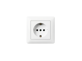 Modern white electrical outlet provides power connections for appliances and electronics in homes
