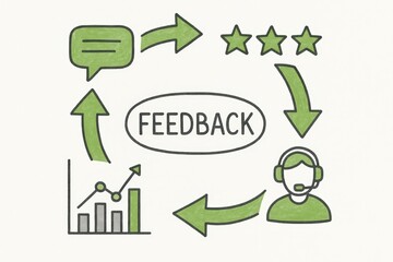 Customer Feedback Process Illustrated with Icons