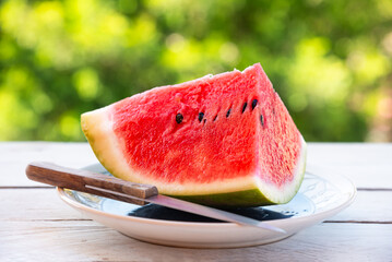 Fresh watermelon outdoors, delicious summer snack