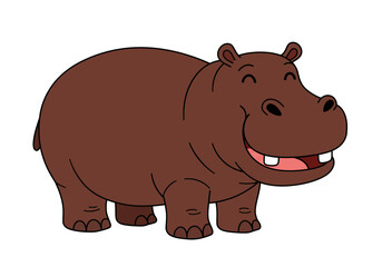 Cartoon Hippopotamus with a Smiling Expression and Visible Teeth.