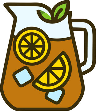 iced tea pitcher with lemon slices clip art preview