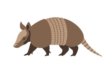 Cute Cartoon Armadillo in Profile View.